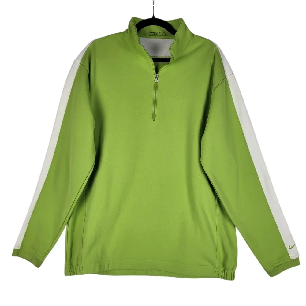 Nike Golf Nike Fit Therma Sweatshirt‎ Men's Large Green White Quarter Zip